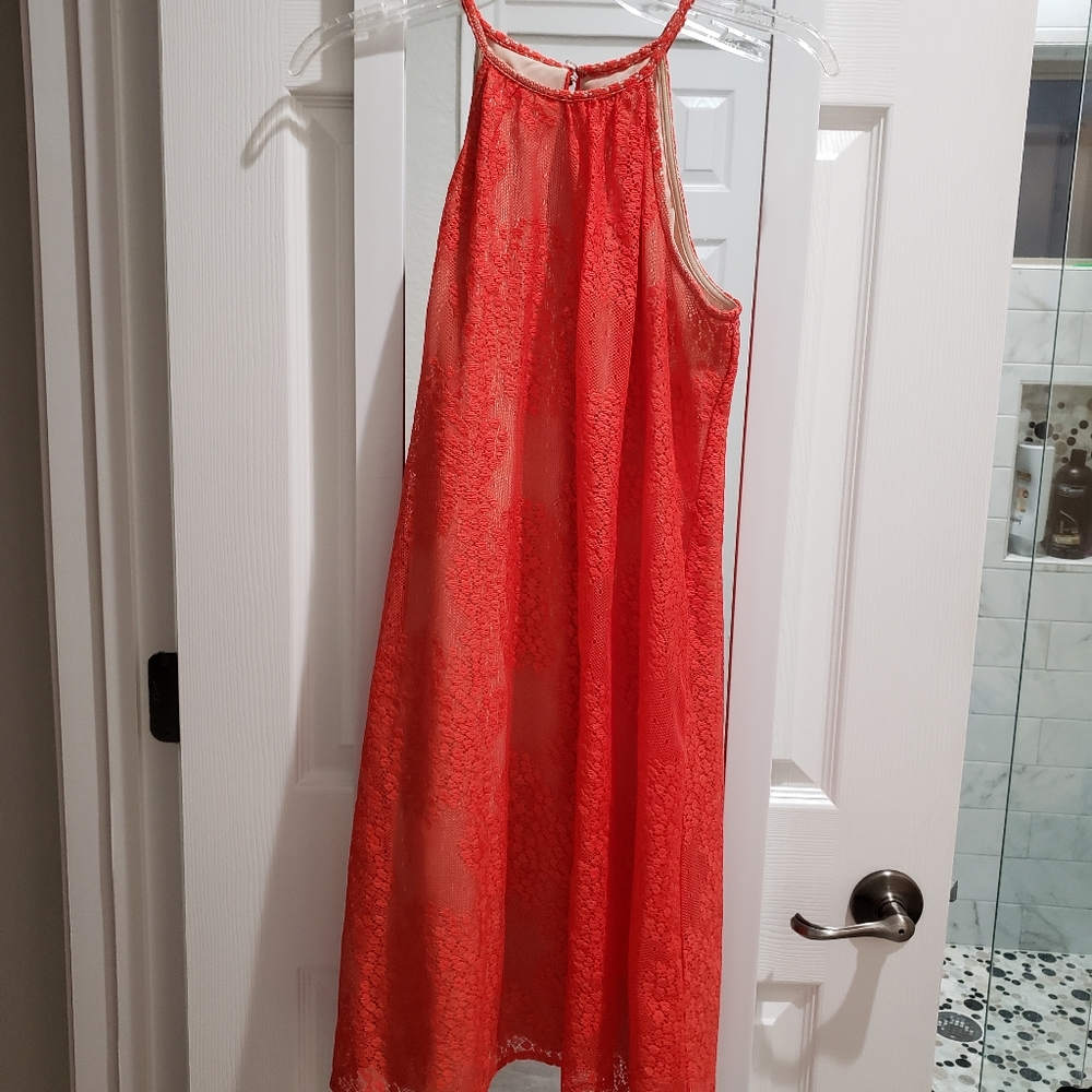 New York and Company Red Lace Dress Size XS